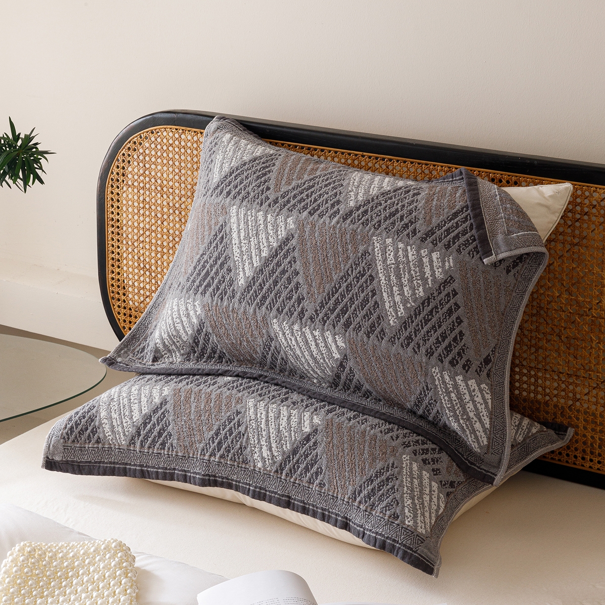 爱港家纺 2025新款全棉巴恩风纱布枕巾 隔热 耐脏，防滑 凉山