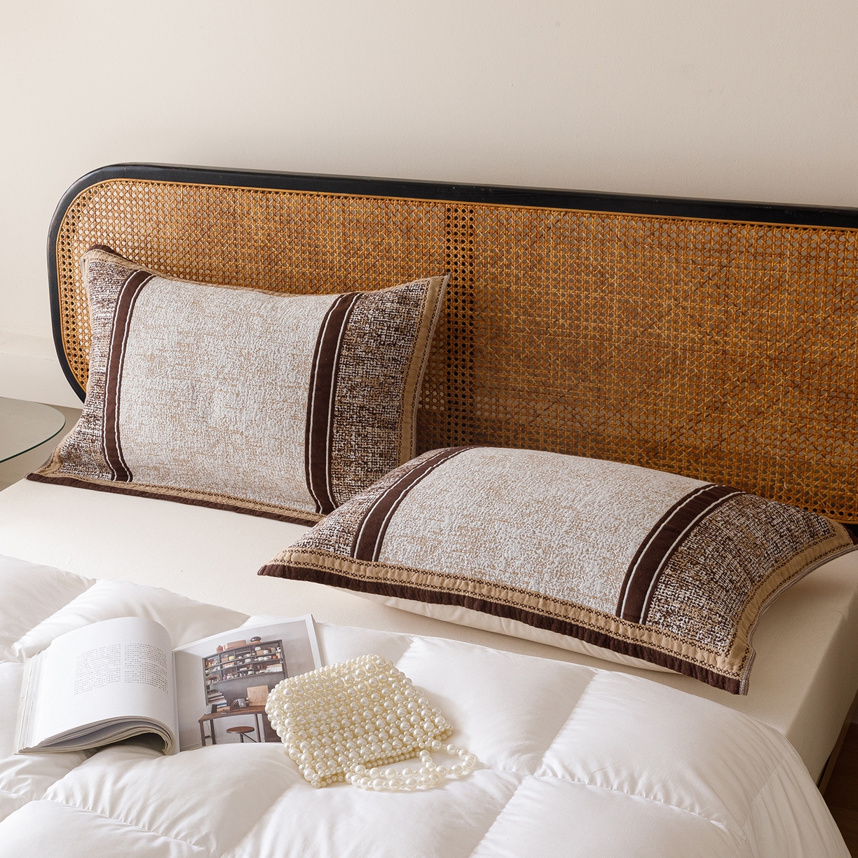 91家纺网 家纺一手货源 找家纺 爱港家纺 2025新款全棉巴恩风纱布枕巾 隔热 耐脏，防滑 卷轴