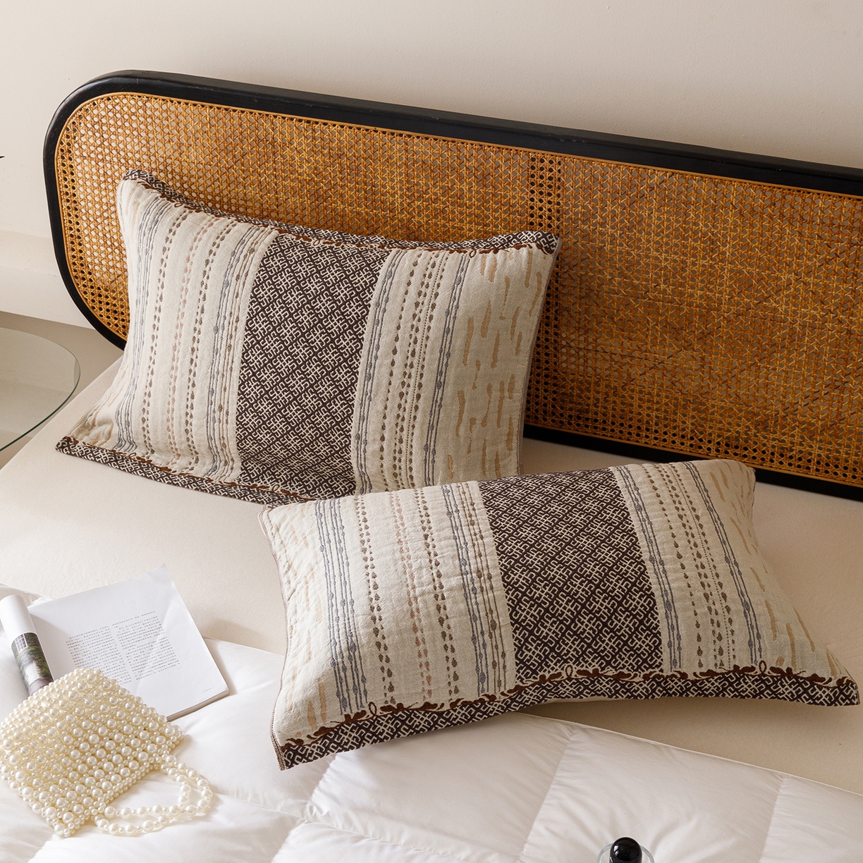 91家纺网 家纺一手货源 找家纺 爱港家纺 2025新款全棉巴恩风纱布枕巾 隔热 耐脏，防滑 楼兰