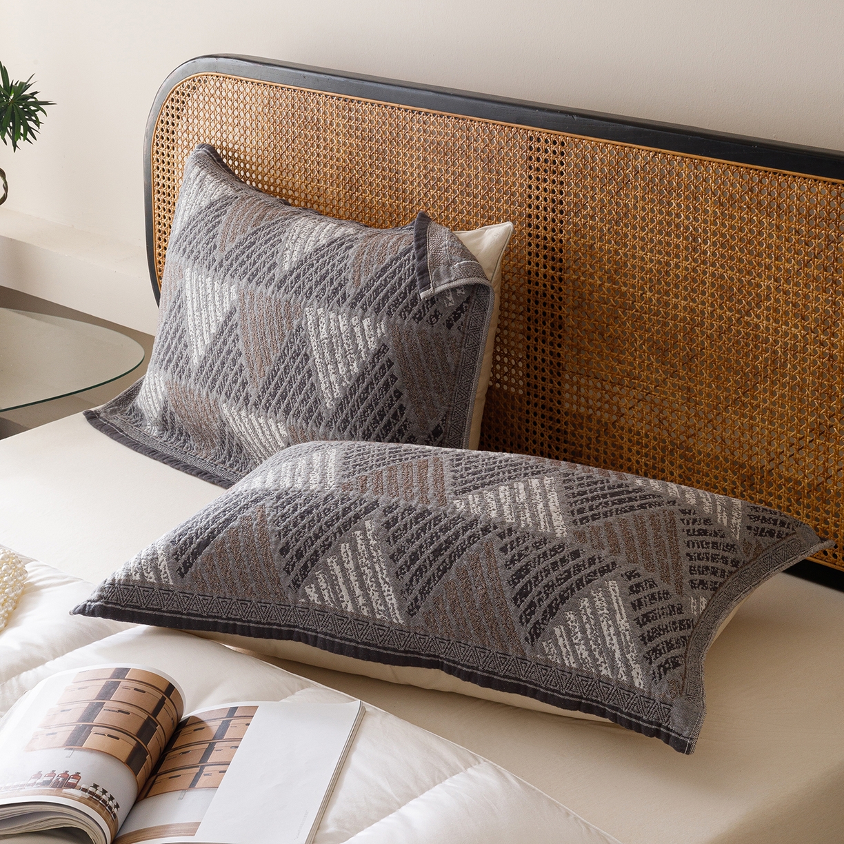 91家纺网 家纺一手货源 找家纺 爱港家纺 2025新款全棉巴恩风纱布枕巾 隔热 耐脏，防滑 凉山