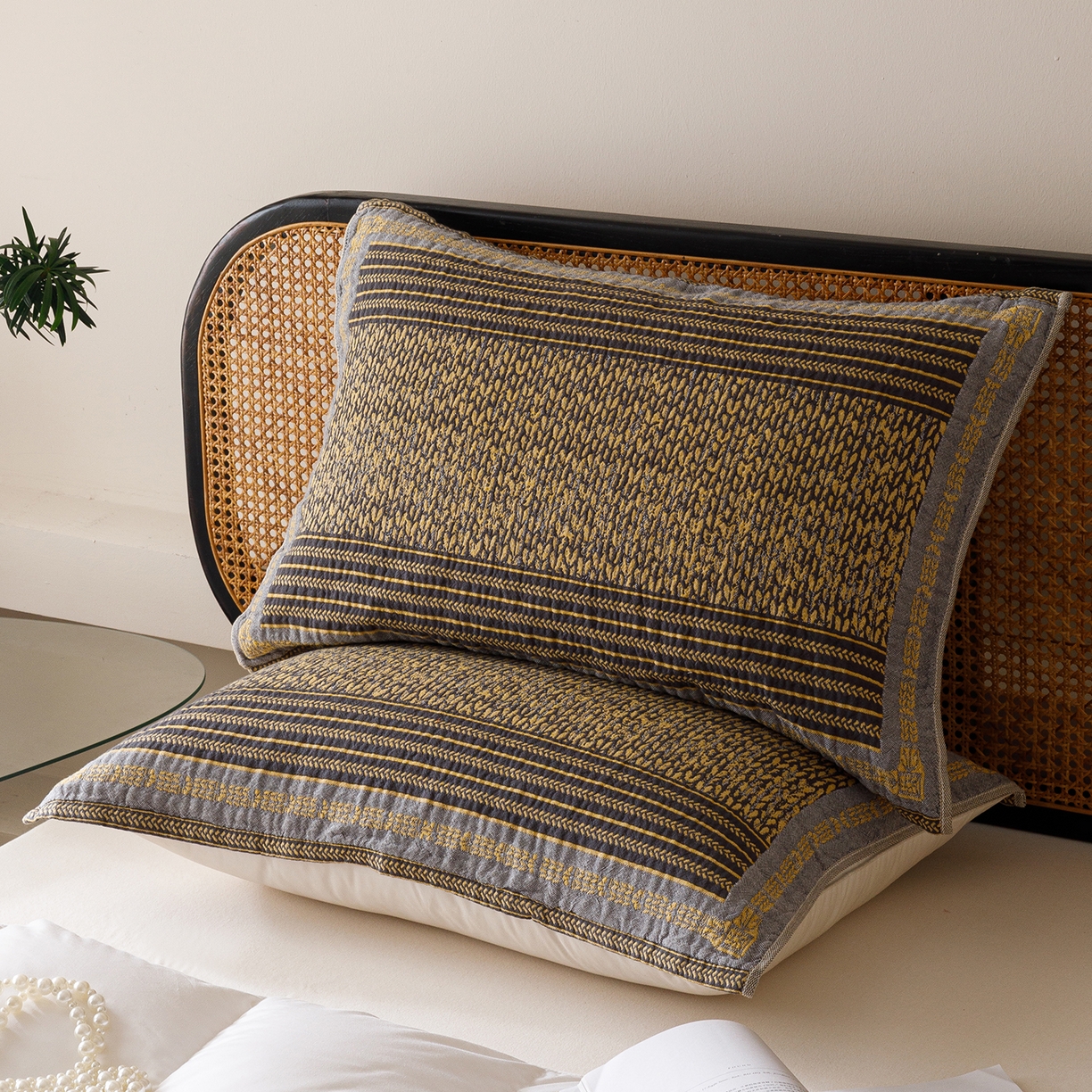 爱港家纺 2025新款全棉巴恩风纱布枕巾 隔热 耐脏，防滑 麦城