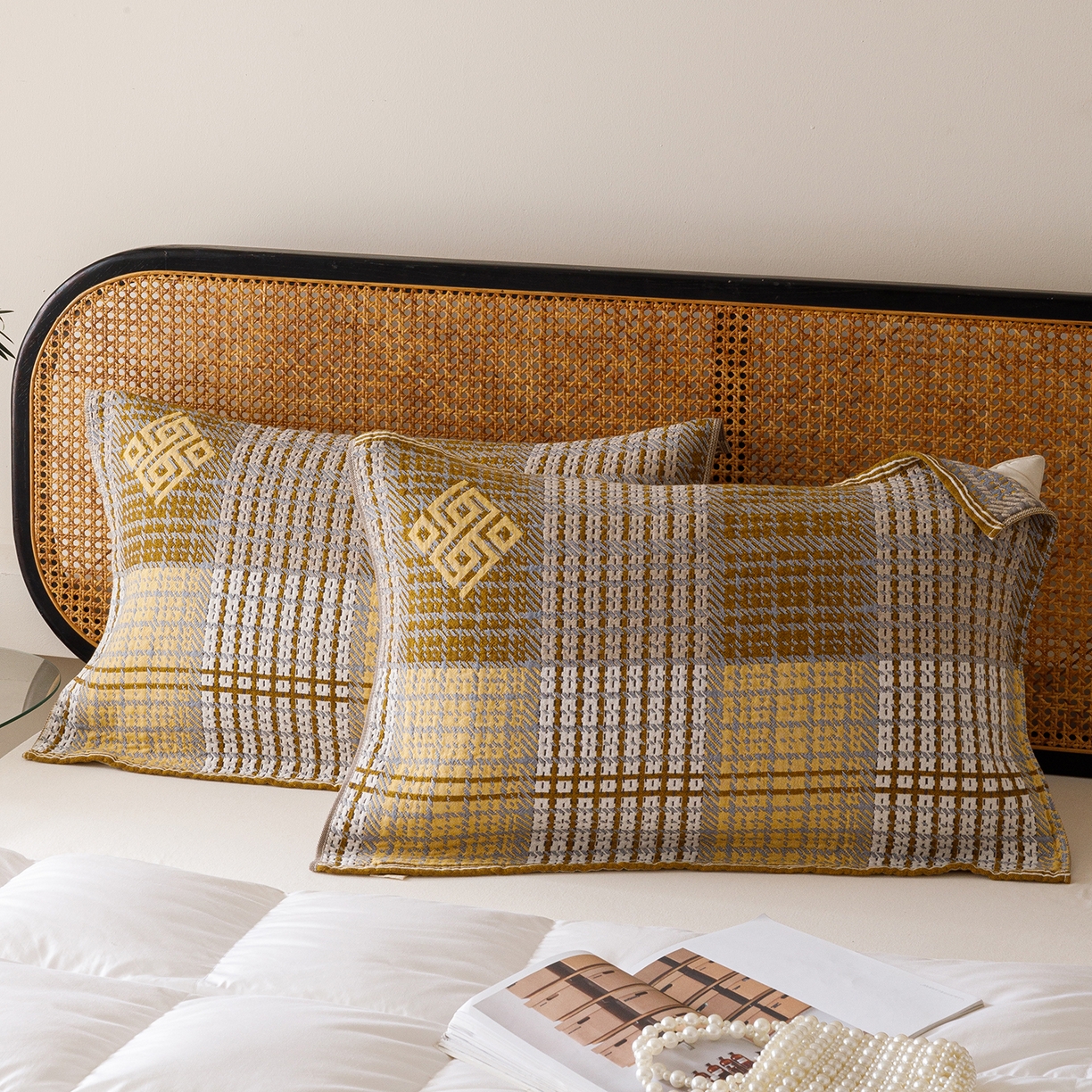 91家纺网 家纺一手货源 找家纺 爱港家纺 2025新款全棉巴恩风纱布枕巾 隔热 耐脏，防滑 那曲