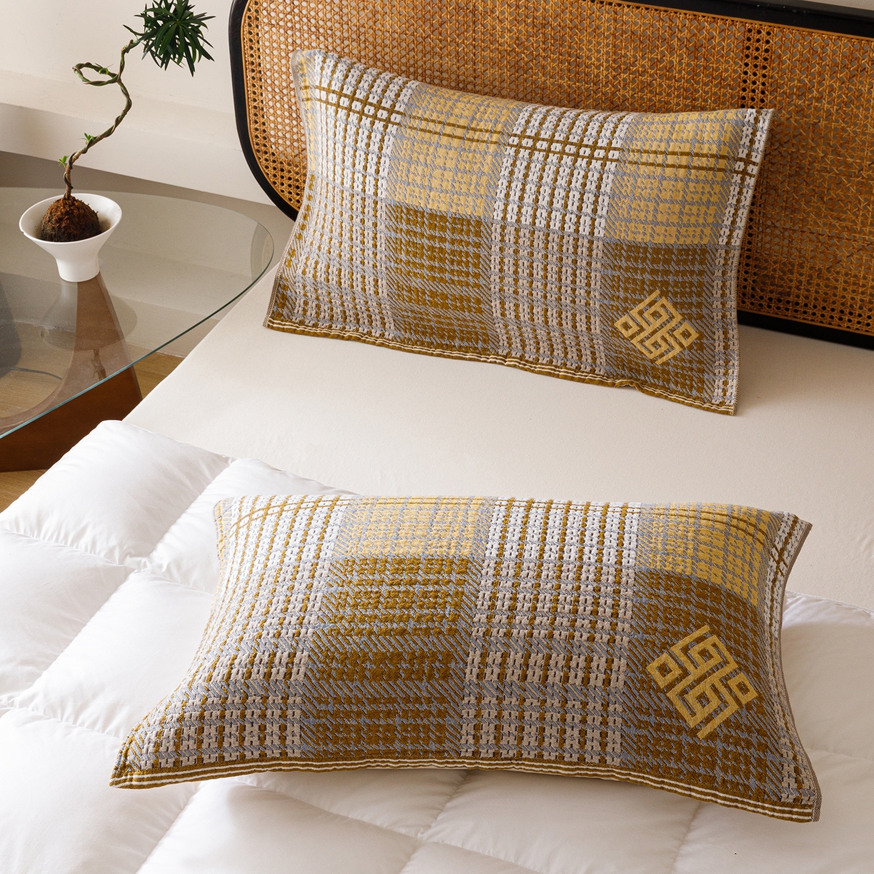 91家纺网 家纺一手货源 找家纺 爱港家纺 2025新款全棉巴恩风纱布枕巾 隔热 耐脏，防滑 那曲