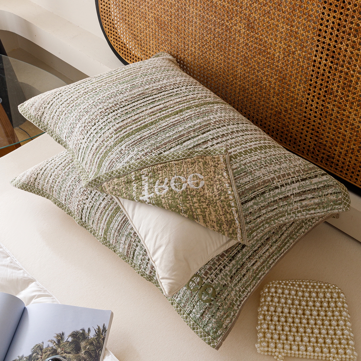 91家纺网 家纺一手货源 找家纺 爱港家纺 2025新款全棉巴恩风纱布枕巾 隔热 耐脏，防滑 牧野