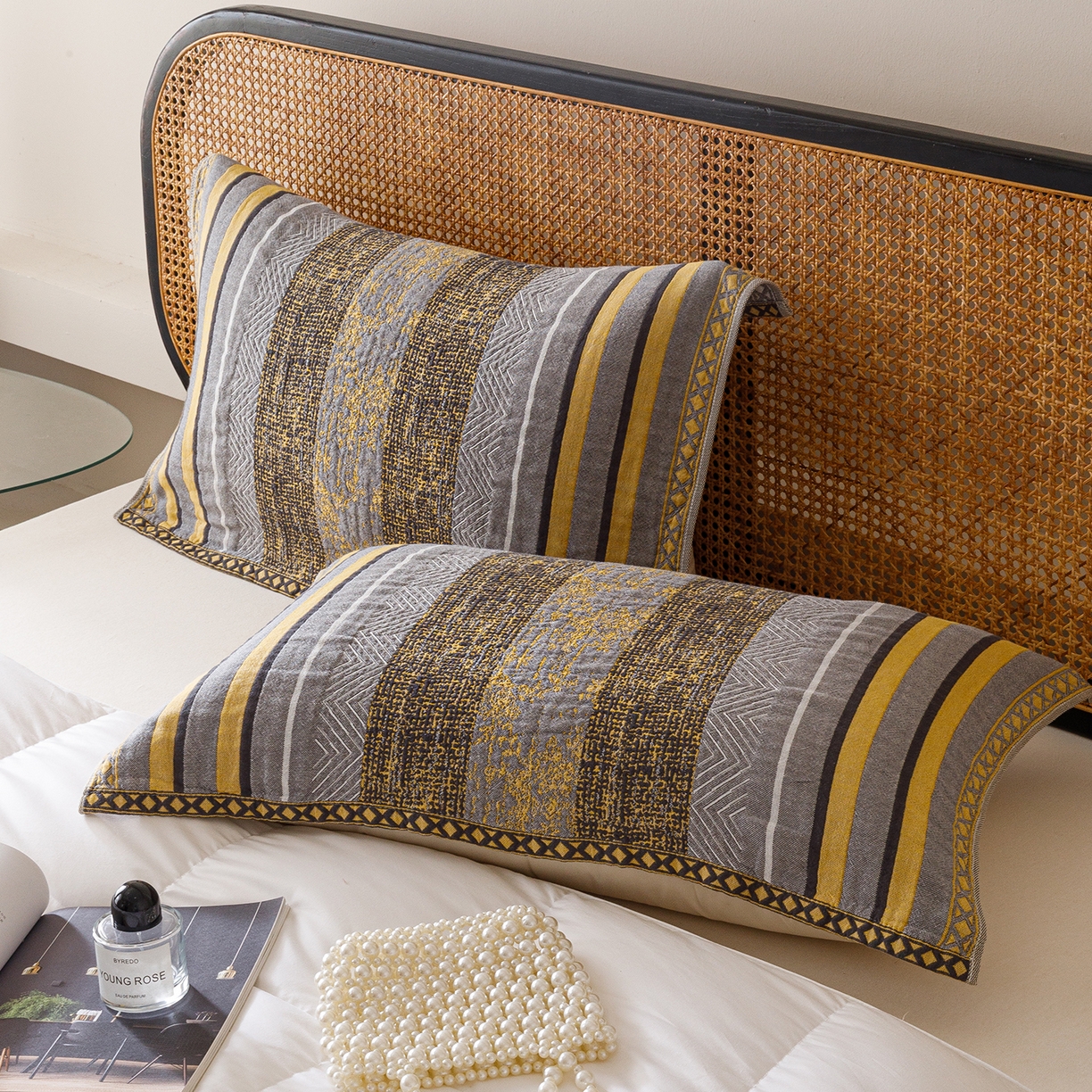 91家纺网 家纺一手货源 找家纺 爱港家纺 2025新款全棉巴恩风纱布枕巾 隔热 耐脏，防滑 喀什