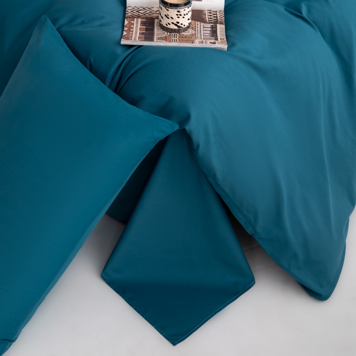 91家纺网 家纺一手货源 找家纺 寝柔家纺 2025新款60S全棉磨毛纯色纯棉长绒棉被套单双人床 午夜蓝