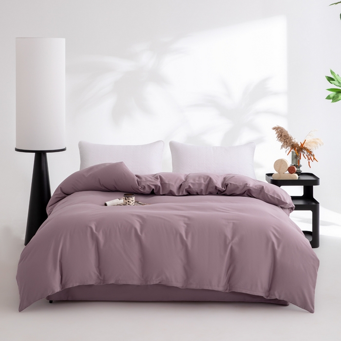 91家纺网 家纺一手货源 找家纺 寝柔家纺 2025新款60S全棉磨毛纯色纯棉长绒棉被套单双人床 魅力紫