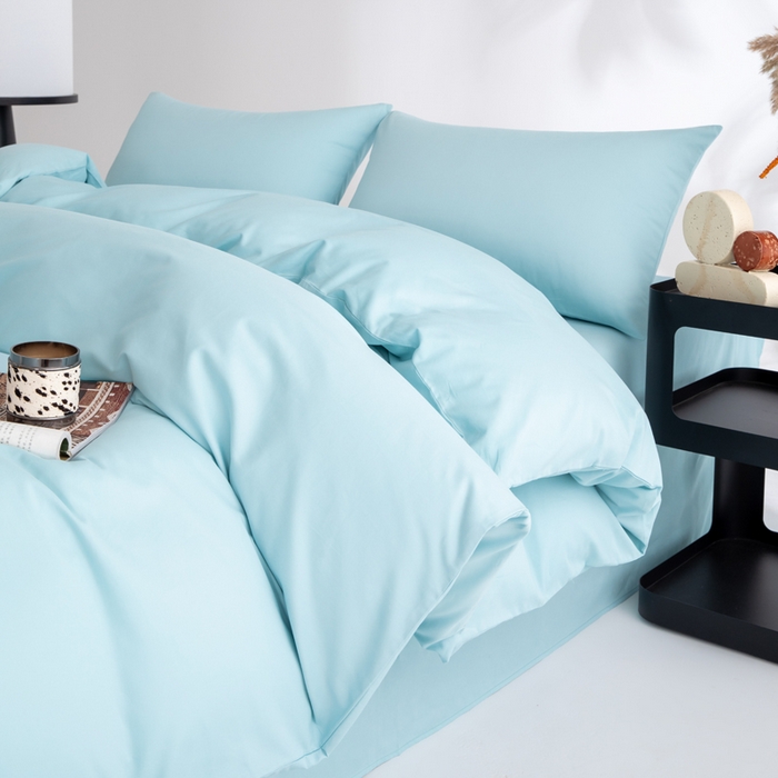 91家纺网 家纺一手货源 找家纺 寝柔家纺 2025新款60S全棉磨毛纯色纯棉长绒棉被套单双人床 水波兰