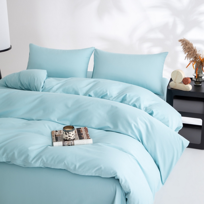 91家纺网 家纺一手货源 找家纺 寝柔家纺 2025新款60S全棉磨毛纯色纯棉长绒棉被套单双人床 水波兰