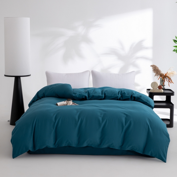 91家纺网 家纺一手货源 找家纺 寝柔家纺 2025新款60S全棉磨毛纯色纯棉长绒棉被套单双人床 午夜蓝