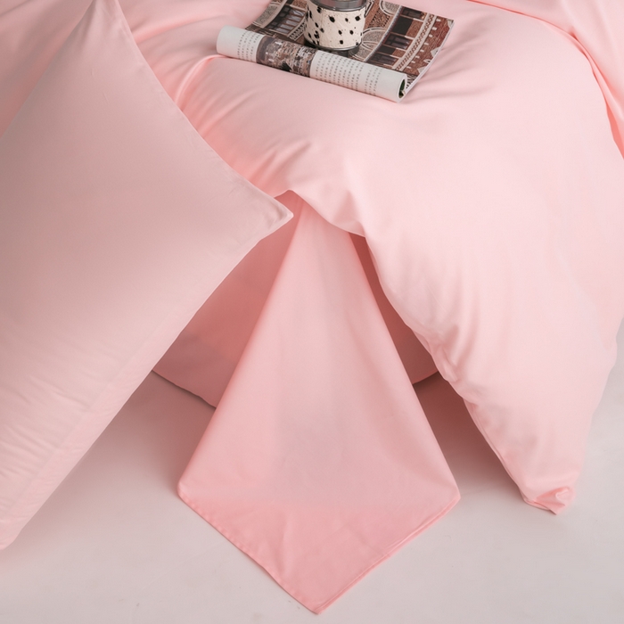 91家纺网 家纺一手货源 找家纺 寝柔家纺 2025新款60S全棉磨毛纯色纯棉长绒棉被套单双人床 少女粉