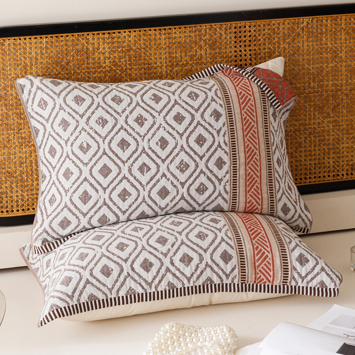 91家纺网 家纺一手货源 找家纺 爱港家纺 2025新款全棉巴恩风纱布枕巾 隔热 耐脏，防滑 朝歌