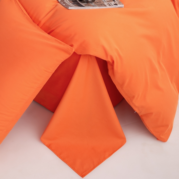 91家纺网 家纺一手货源 找家纺 寝柔家纺 2025新款60S全棉磨毛纯色纯棉长绒棉被套单双人床 暖橙