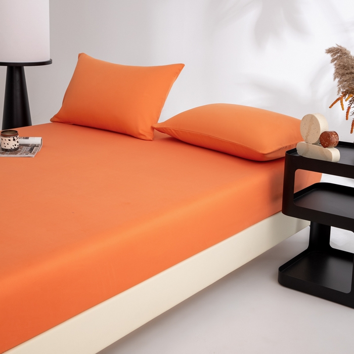 91家纺网 家纺一手货源 找家纺 寝柔家纺 2025新款60S全棉磨毛纯色长绒棉纯棉床笠多规格 暖橙（高度为床笠高度，适用床垫厚度应适当减去5厘米左右）