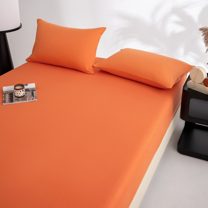 91家纺网 家纺一手货源 找家纺 寝柔家纺 2025新款60S全棉磨毛纯色长绒棉纯棉床笠多规格 暖橙（高度为床笠高度，适用床垫厚度应适当减去5厘米左右）