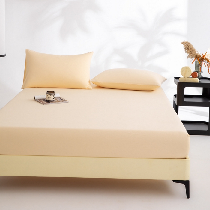 91家纺网 家纺一手货源 找家纺 寝柔家纺 2025新款60S全棉磨毛纯色长绒棉纯棉床笠多规格 奶霜黄（高度为床笠高度，适用床垫厚度应适当减去5厘米左右）