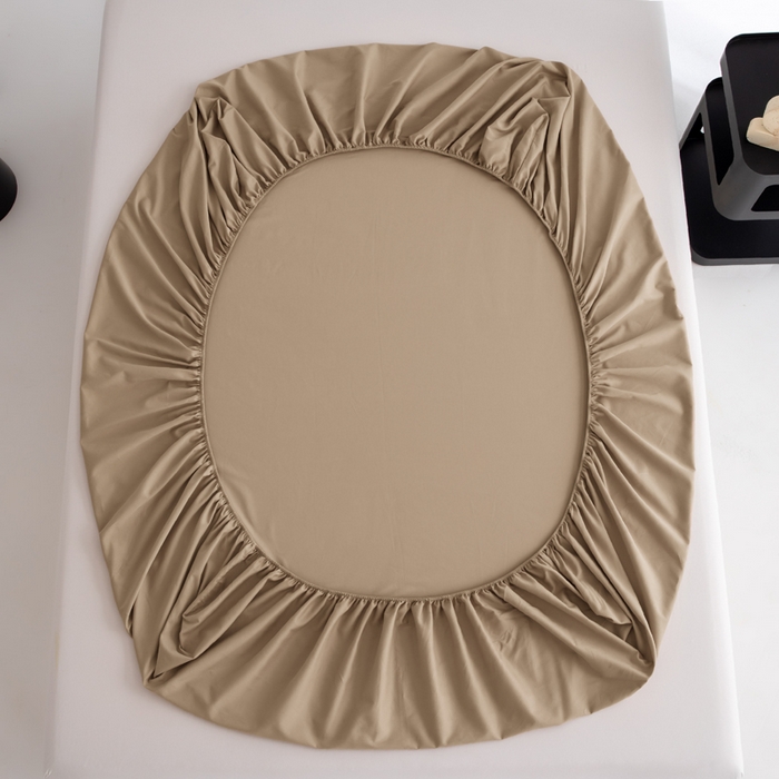 91家纺网 家纺一手货源 找家纺 寝柔家纺 2025新款60S全棉磨毛纯色长绒棉纯棉床笠多规格 杏驼（高度为床笠高度，适用床垫厚度应适当减去5厘米左右）