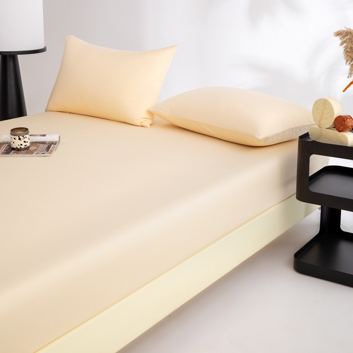 91家纺网 家纺一手货源 找家纺 寝柔家纺 2025新款60S全棉磨毛纯色长绒棉纯棉床笠多规格 奶霜黄（高度为床笠高度，适用床垫厚度应适当减去5厘米左右）