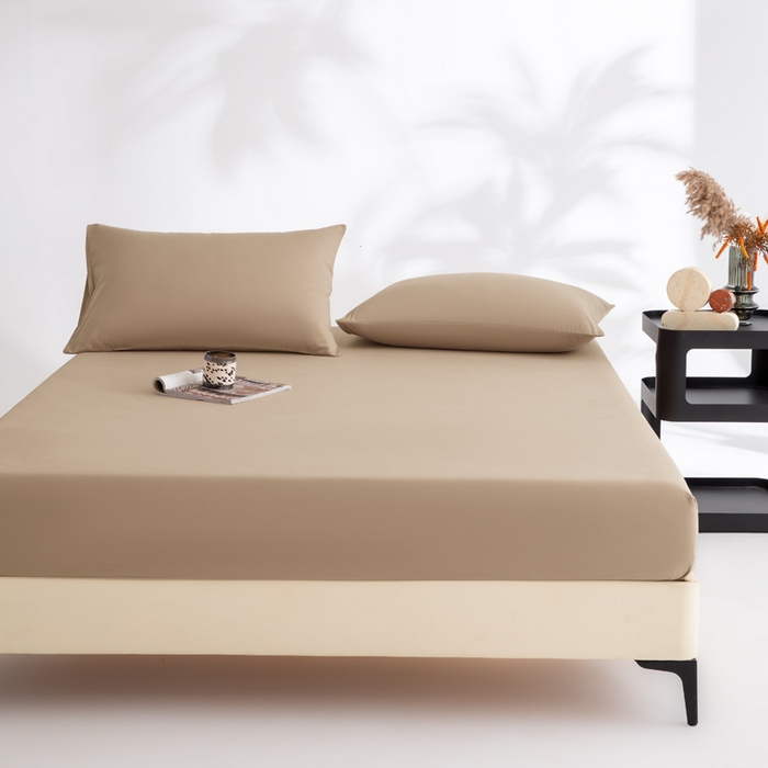 91家纺网 家纺一手货源 找家纺 寝柔家纺 2025新款60S全棉磨毛纯色长绒棉纯棉床笠多规格 杏驼（高度为床笠高度，适用床垫厚度应适当减去5厘米左右）