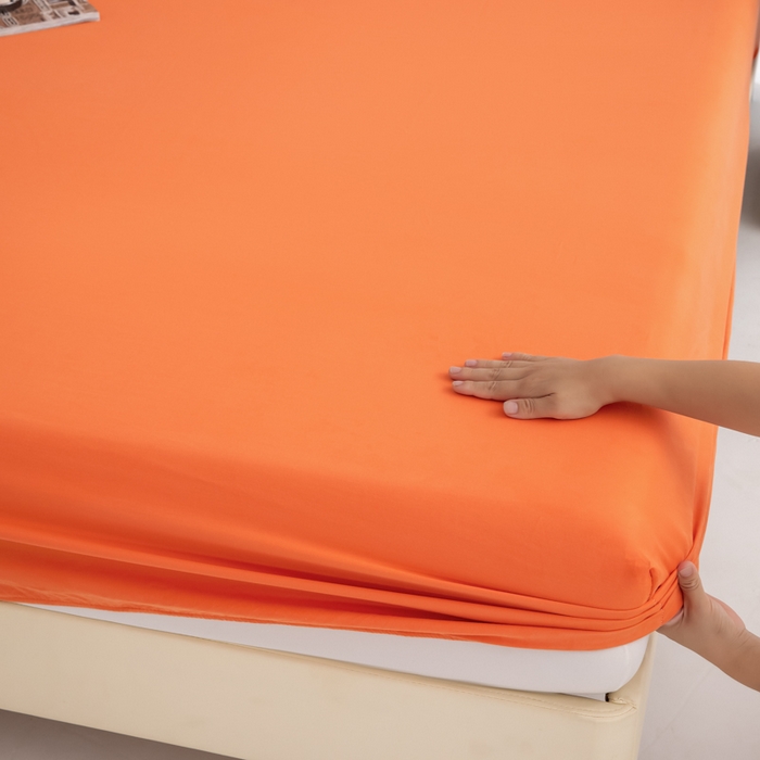 91家纺网 家纺一手货源 找家纺 寝柔家纺 2025新款60S全棉磨毛纯色长绒棉纯棉床笠多规格 暖橙（高度为床笠高度，适用床垫厚度应适当减去5厘米左右）