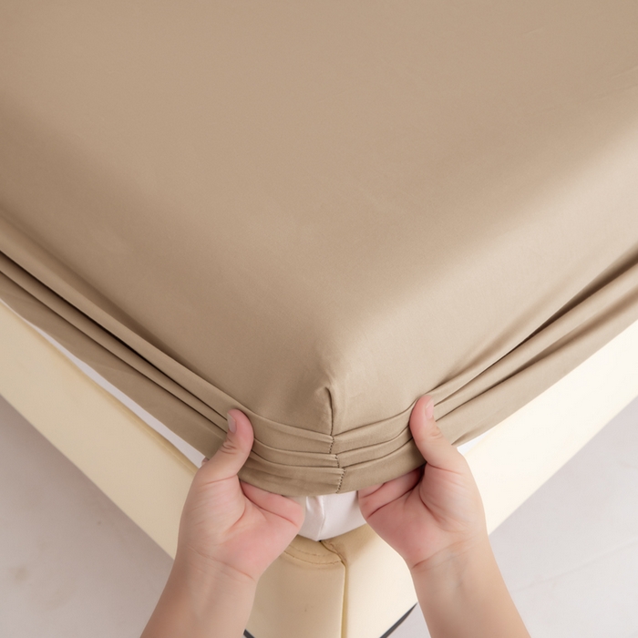 91家纺网 家纺一手货源 找家纺 寝柔家纺 2025新款60S全棉磨毛纯色长绒棉纯棉床笠多规格 杏驼（高度为床笠高度，适用床垫厚度应适当减去5厘米左右）
