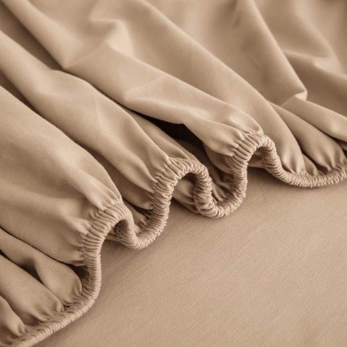 91家纺网 家纺一手货源 找家纺 寝柔家纺 2025新款60S全棉磨毛纯色长绒棉纯棉床笠多规格 杏驼（高度为床笠高度，适用床垫厚度应适当减去5厘米左右）