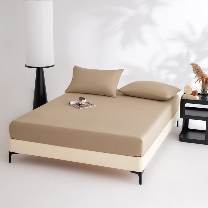 91家纺网 家纺一手货源 找家纺 寝柔家纺 2025新款60S全棉磨毛纯色长绒棉纯棉床笠多规格 杏驼（高度为床笠高度，适用床垫厚度应适当减去5厘米左右）