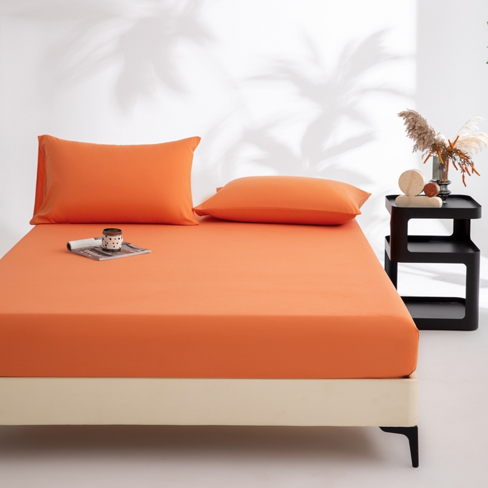 91家纺网 家纺一手货源 找家纺 寝柔家纺 2025新款60S全棉磨毛纯色长绒棉纯棉床笠多规格 暖橙（高度为床笠高度，适用床垫厚度应适当减去5厘米左右）