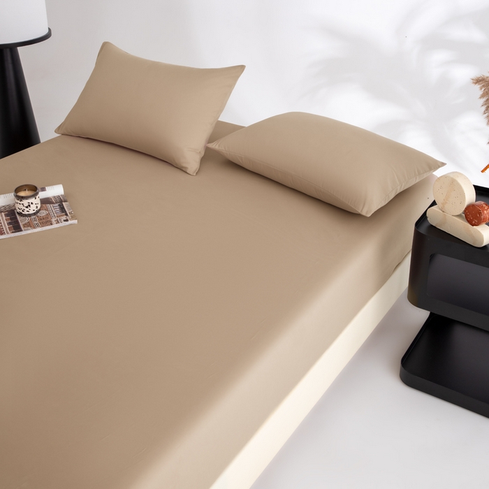 91家纺网 家纺一手货源 找家纺 寝柔家纺 2025新款60S全棉磨毛纯色长绒棉纯棉床笠多规格 杏驼（高度为床笠高度，适用床垫厚度应适当减去5厘米左右）