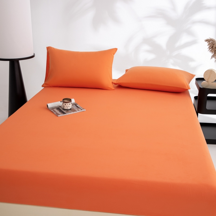 91家纺网 家纺一手货源 找家纺 寝柔家纺 2025新款60S全棉磨毛纯色长绒棉纯棉床笠多规格 暖橙（高度为床笠高度，适用床垫厚度应适当减去5厘米左右）