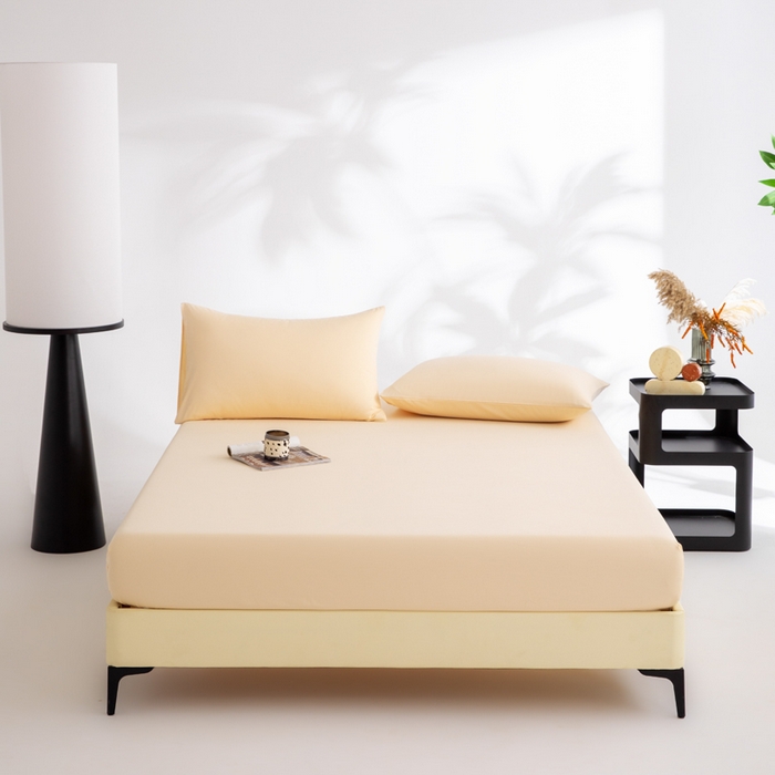 91家纺网 家纺一手货源 找家纺 （总）寝柔家纺 2025新款60S全棉磨毛纯色长绒棉纯棉床笠多规格（高度为床笠高度，适用床垫厚度应适当减去5厘米左右）