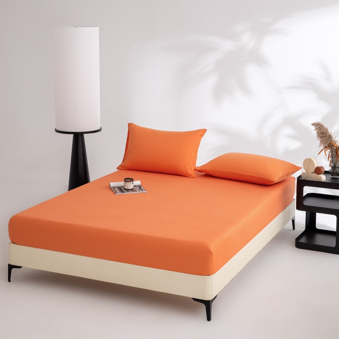 91家纺网 家纺一手货源 找家纺 寝柔家纺 2025新款60S全棉磨毛纯色长绒棉纯棉床笠多规格 暖橙（高度为床笠高度，适用床垫厚度应适当减去5厘米左右）