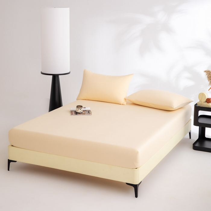 91家纺网 家纺一手货源 找家纺 寝柔家纺 2025新款60S全棉磨毛纯色长绒棉纯棉床笠多规格 奶霜黄（高度为床笠高度，适用床垫厚度应适当减去5厘米左右）