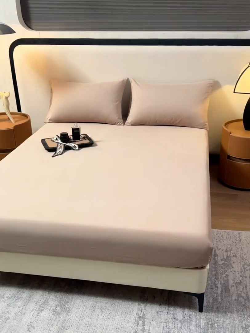 91家纺网 家纺一手货源 找家纺 寝柔家纺 2025新款60S全棉磨毛纯色长绒棉纯棉床笠多规格 杏驼（高度为床笠高度，适用床垫厚度应适当减去5厘米左右）