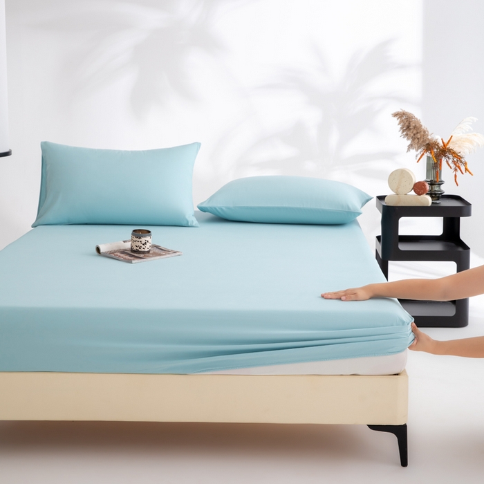 91家纺网 家纺一手货源 找家纺 寝柔家纺 2025新款60S全棉磨毛纯色长绒棉纯棉床笠多规格 水波兰（高度为床笠高度，适用床垫厚度应适当减去5厘米左右）