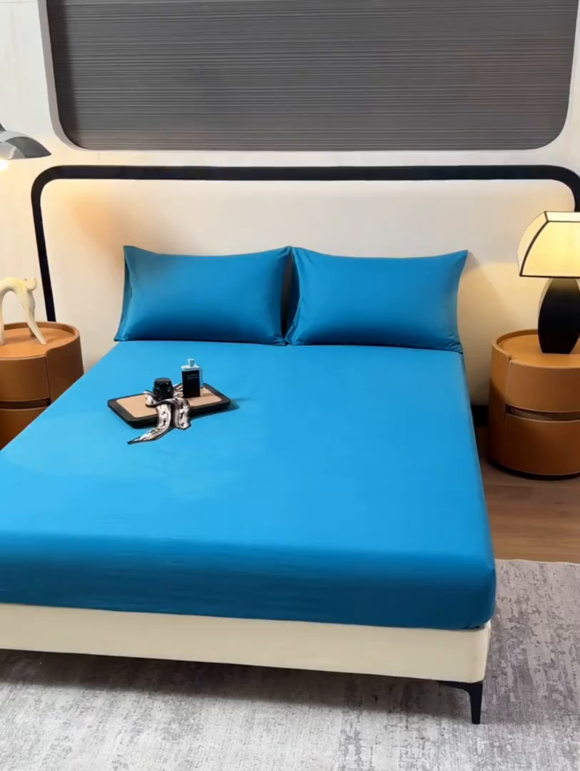 91家纺网 家纺一手货源 找家纺 （总）寝柔家纺 2025新款60S全棉磨毛纯色长绒棉纯棉床笠多规格（高度为床笠高度，适用床垫厚度应适当减去5厘米左右）