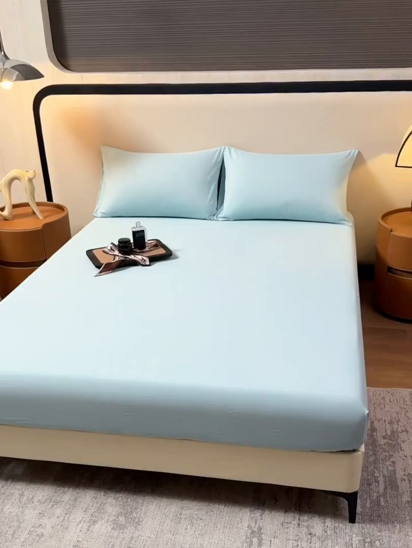 91家纺网 家纺一手货源 找家纺 寝柔家纺 2025新款60S全棉磨毛纯色长绒棉纯棉床笠多规格 水波兰（高度为床笠高度，适用床垫厚度应适当减去5厘米左右）