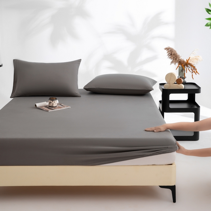 91家纺网 家纺一手货源 找家纺 寝柔家纺 2025新款60S全棉磨毛纯色长绒棉纯棉床笠多规格 碳木灰（高度为床笠高度，适用床垫厚度应适当减去5厘米左右）