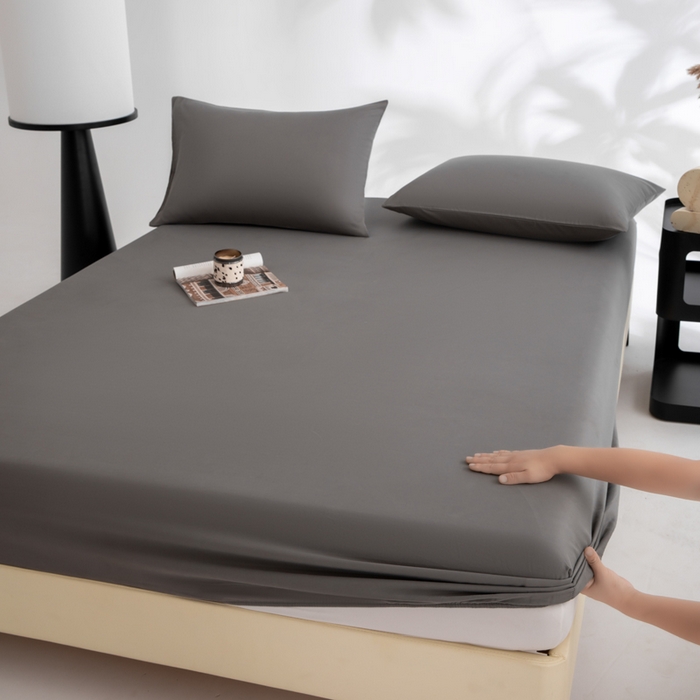 91家纺网 家纺一手货源 找家纺 寝柔家纺 2025新款60S全棉磨毛纯色长绒棉纯棉床笠多规格 碳木灰（高度为床笠高度，适用床垫厚度应适当减去5厘米左右）