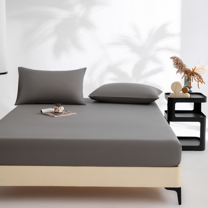 91家纺网 家纺一手货源 找家纺 寝柔家纺 2025新款60S全棉磨毛纯色长绒棉纯棉床笠多规格 碳木灰（高度为床笠高度，适用床垫厚度应适当减去5厘米左右）