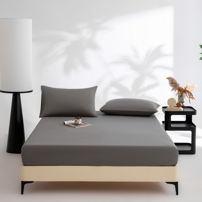 寝柔家纺 2025新款60S全棉磨毛纯色长绒棉纯棉床笠多规格 碳木灰（高度为床笠高度，适用床垫厚度应适当减去5厘米左右）