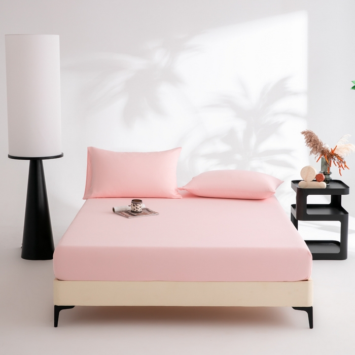 寝柔家纺 2025新款60S全棉磨毛纯色长绒棉纯棉床笠多规格 少女粉（高度为床笠高度，适用床垫厚度应适当减去5厘米左右）