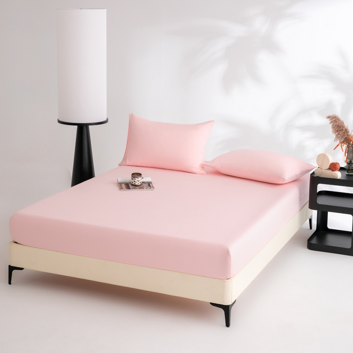 91家纺网 家纺一手货源 找家纺 寝柔家纺 2025新款60S全棉磨毛纯色长绒棉纯棉床笠多规格 少女粉（高度为床笠高度，适用床垫厚度应适当减去5厘米左右）