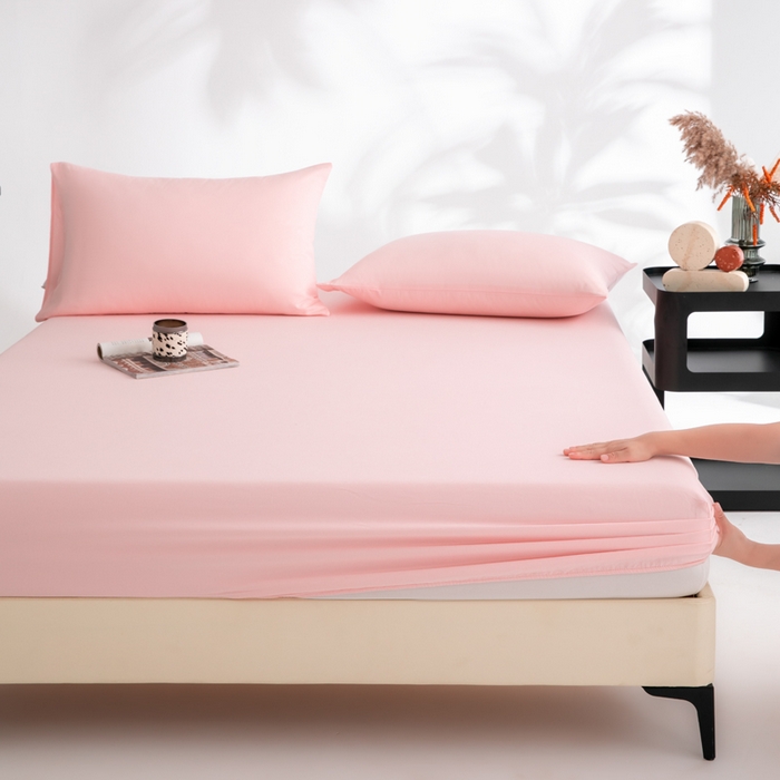 91家纺网 家纺一手货源 找家纺 寝柔家纺 2025新款60S全棉磨毛纯色长绒棉纯棉床笠多规格 少女粉（高度为床笠高度，适用床垫厚度应适当减去5厘米左右）