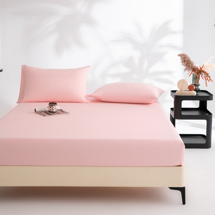 91家纺网 家纺一手货源 找家纺 寝柔家纺 2025新款60S全棉磨毛纯色长绒棉纯棉床笠多规格 少女粉（高度为床笠高度，适用床垫厚度应适当减去5厘米左右）