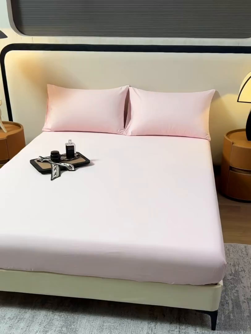 91家纺网 家纺一手货源 找家纺 寝柔家纺 2025新款60S全棉磨毛纯色长绒棉纯棉床笠多规格 少女粉（高度为床笠高度，适用床垫厚度应适当减去5厘米左右）