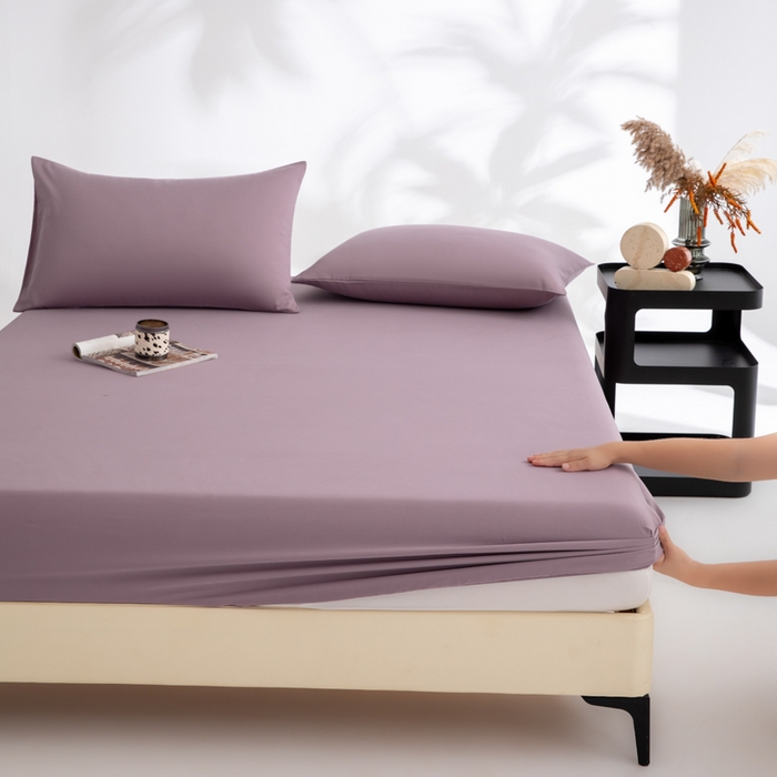 91家纺网 家纺一手货源 找家纺 寝柔家纺 2025新款60S全棉磨毛纯色长绒棉纯棉床笠多规格 魅力紫（高度为床笠高度，适用床垫厚度应适当减去5厘米左右）