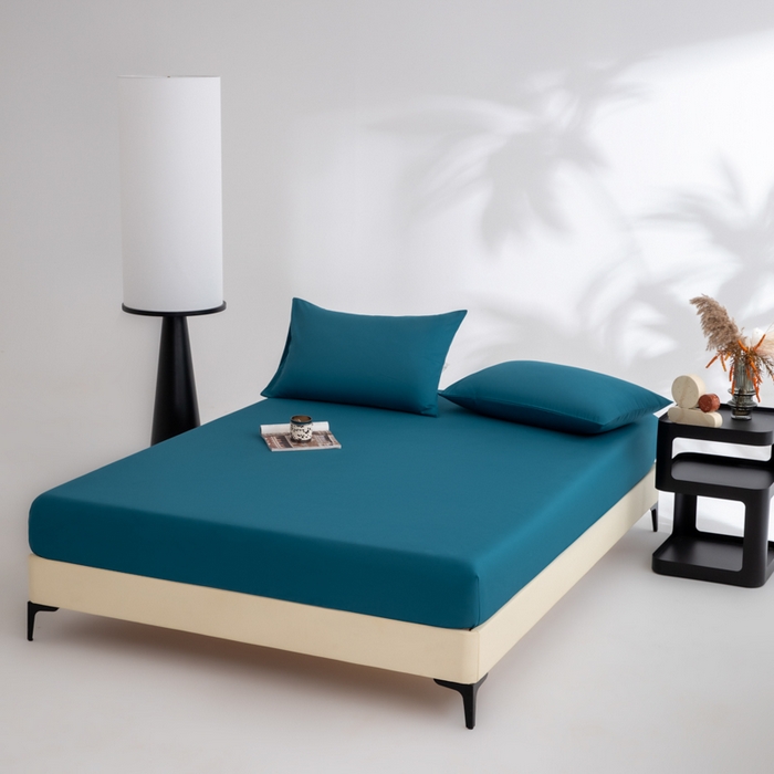 91家纺网 家纺一手货源 找家纺 寝柔家纺 2025新款60S全棉磨毛纯色长绒棉纯棉床笠多规格 午夜蓝（高度为床笠高度，适用床垫厚度应适当减去5厘米左右）