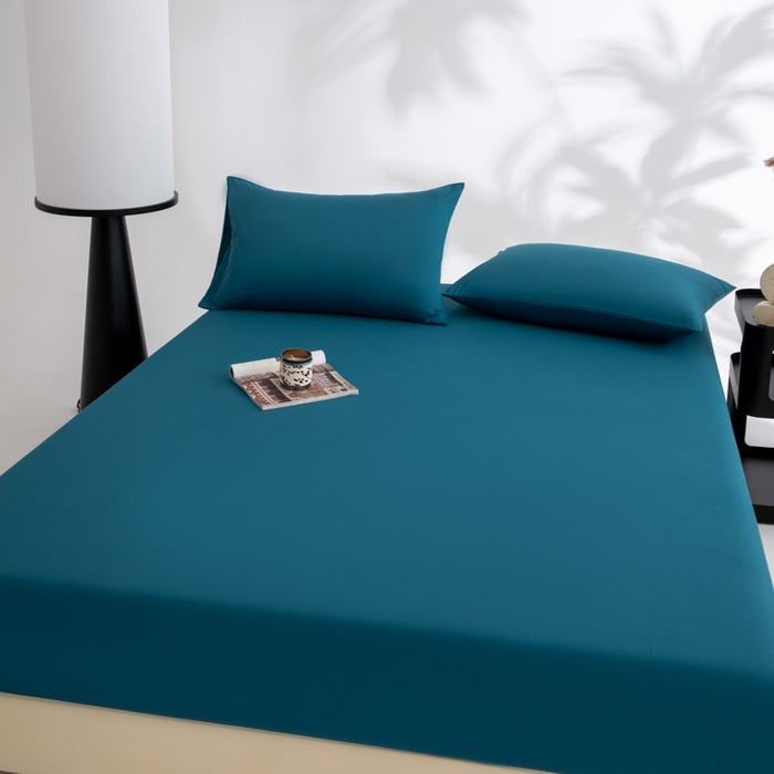 91家纺网 家纺一手货源 找家纺 寝柔家纺 2025新款60S全棉磨毛纯色长绒棉纯棉床笠多规格 午夜蓝（高度为床笠高度，适用床垫厚度应适当减去5厘米左右）