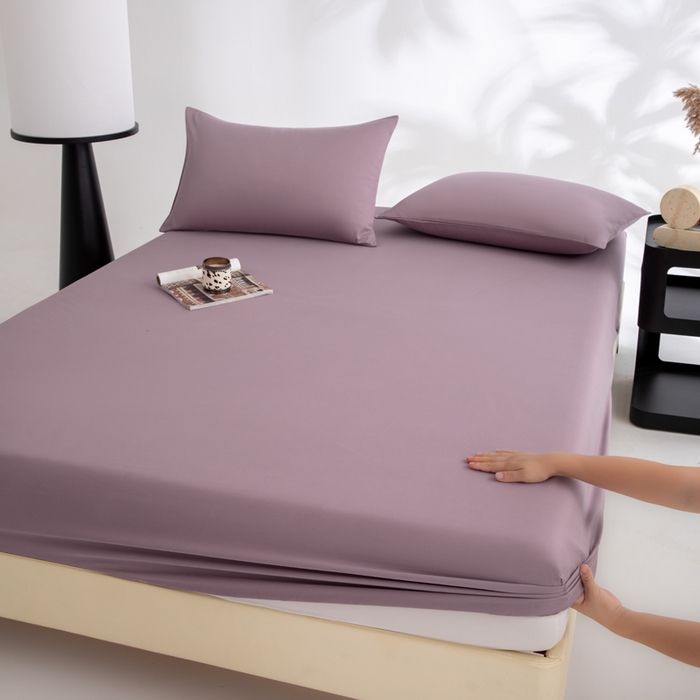 91家纺网 家纺一手货源 找家纺 寝柔家纺 2025新款60S全棉磨毛纯色长绒棉纯棉床笠多规格 魅力紫（高度为床笠高度，适用床垫厚度应适当减去5厘米左右）